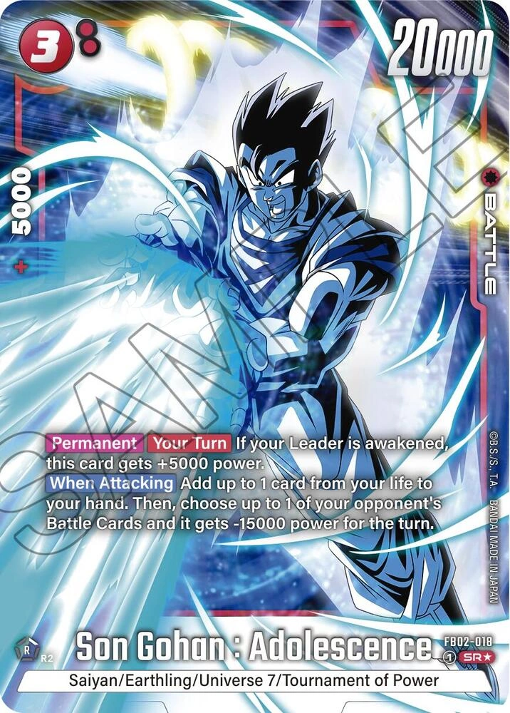 Son Gohan : Adolescence - FB02-018 (Alternate Art) Holofoil