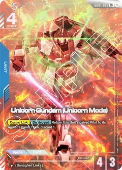 Unicorn Gundam (Unicorn Mode) (R+) Holofoil GD01-005