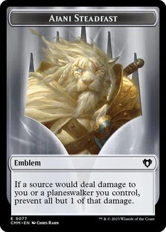 Emblem - Ajani Steadfast // Wizard Double-Sided Token 77 // 71
