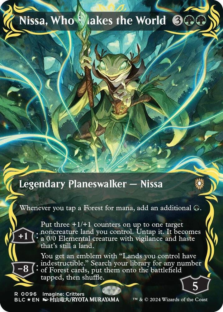 Nissa, Who Shakes the World (Borderless) (Raised Foil)