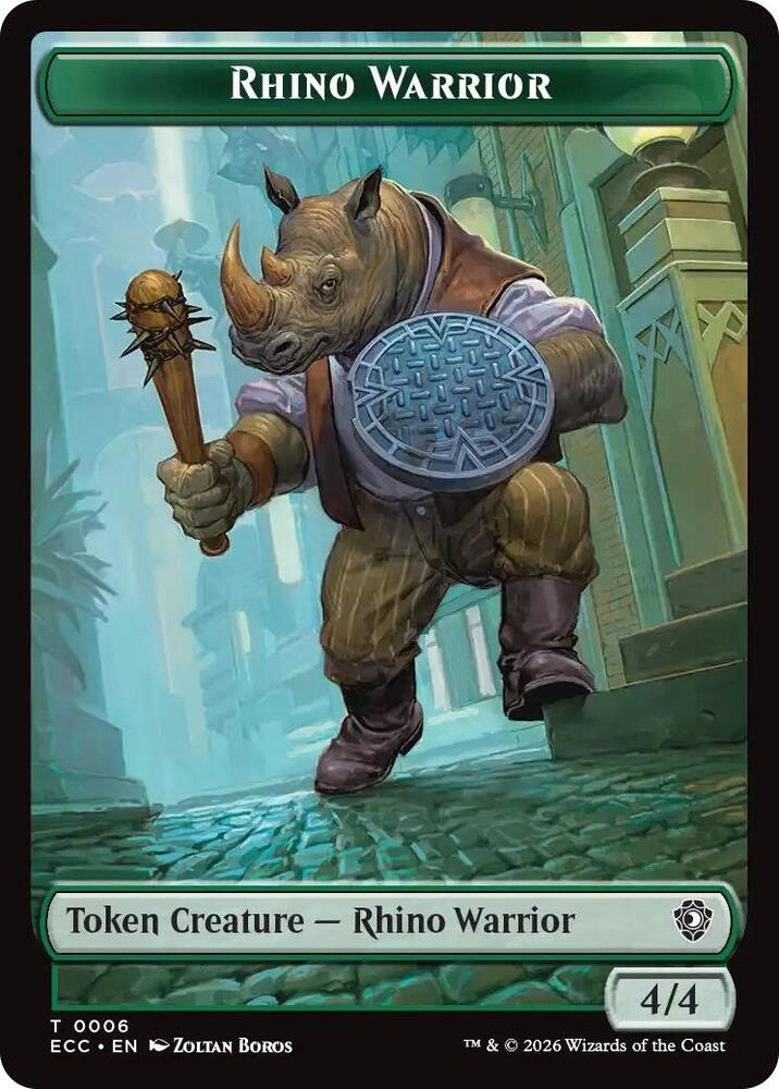 Rhino Warrior // Elemental (0010) Double-Sided Token