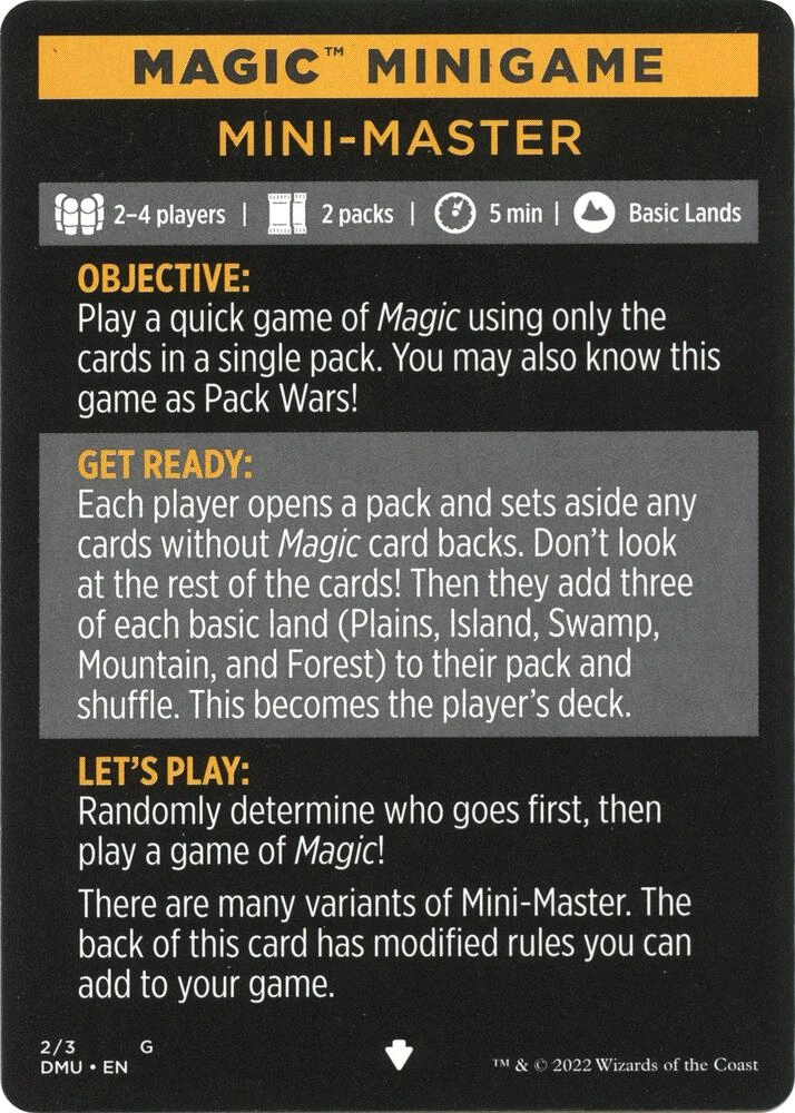 Magic Minigame: Mini-Master