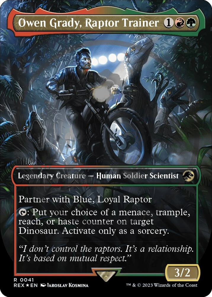 Owen Grady, Raptor Trainer (Borderless) (Emblem) Foil