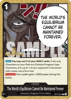 The World's Equilibrium Cannot Be Maintained Forever OP13-097